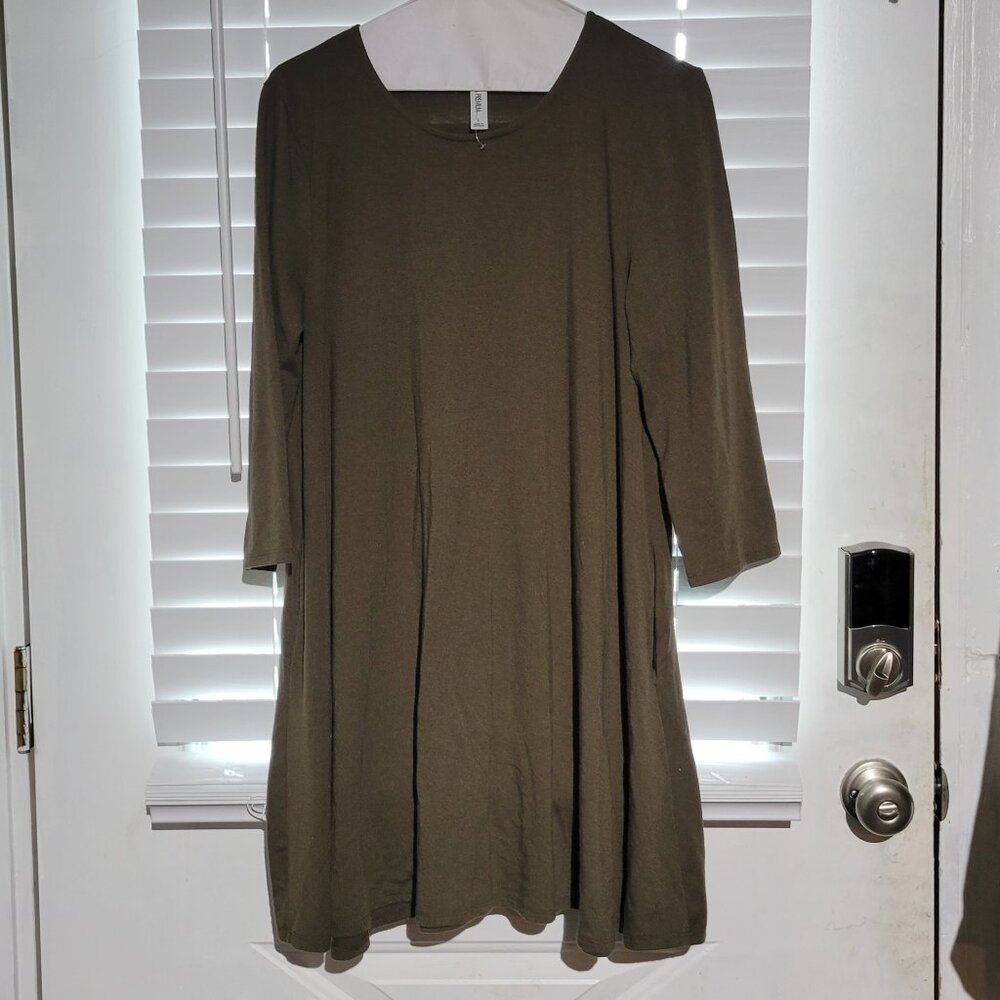 Zenana - Olive Green Jersey Knit Tunic Top - Size L
